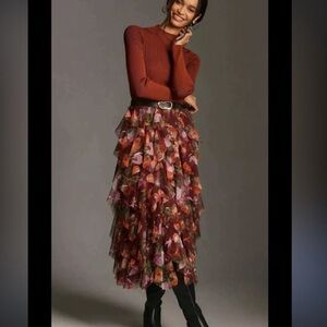 NWT: Anthro Floral Layered Skirt, M